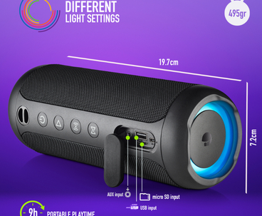 ALTAVOZ BLUETOOTH ROLLER FURIA 2 RGB NEGRO NGS